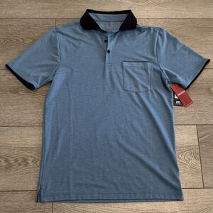 Travis Mathew Heater Golf Polo Mens Small Blue Featherweight Preppy Casual NWT